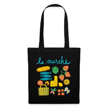 Market France Sardines Girl Summer Women - Tote Bag - black - Front