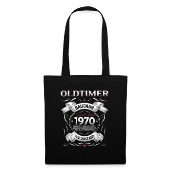 55. Geburtstag Mann Oldtimer Jahrgang 1970 - Stoffbeutel - Schwarz - Vorne