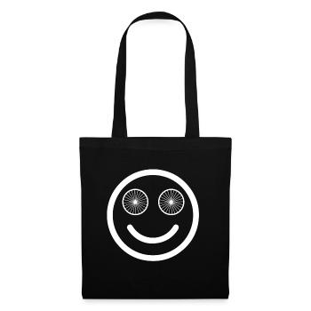 Cadeau vélo smiley jantes - Sac en tissu - noir - Devant
