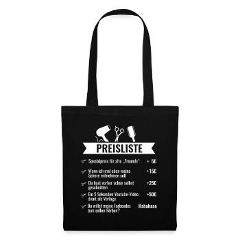 Preisliste für Friseure - Stoffbeutel - Schwarz - Vorne