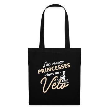 Les vraies Princesses font du vélo - Bicyclette - Sac en tissu - noir - Devant