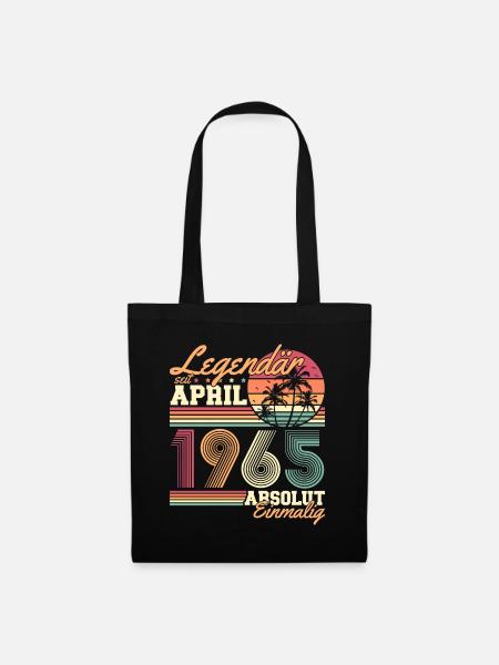 Legendär seit April 1965 Jahrgang Geburtstag - Stoffbeutel - Schwarz