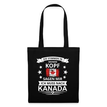 Die Stimmen in meinem Kopf Kanada Flagge Spruch - Stoffbeutel - Schwarz - Vorne