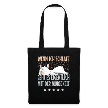 Lama Alpaka - Schlafshirt Pyjama Nachthemd - Stoffbeutel - Schwarz - Vorne