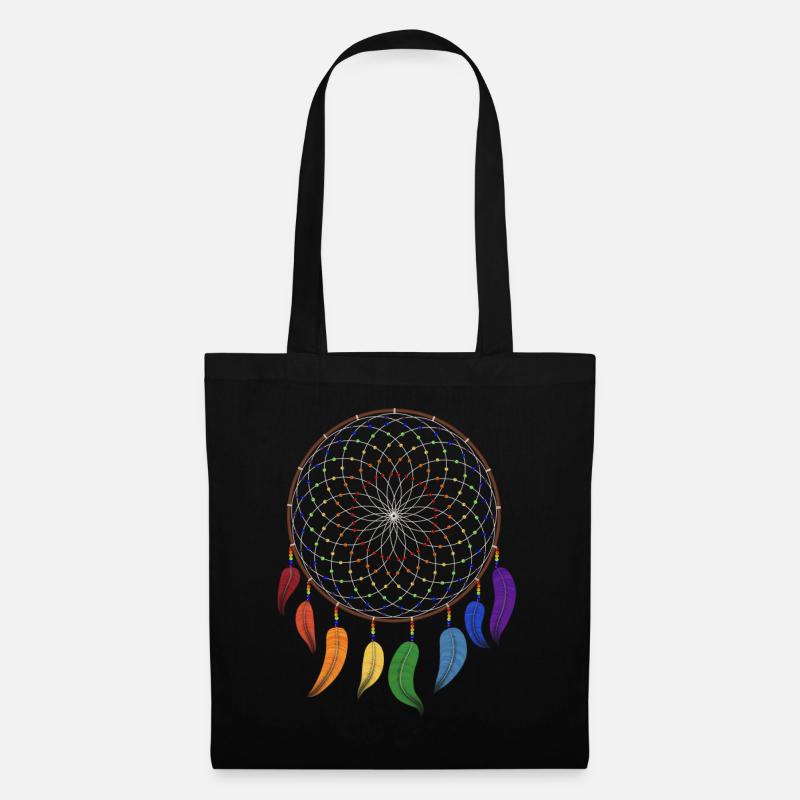 Traumfänger Regenbogen Chakra - Stoffbeutel - Schwarz