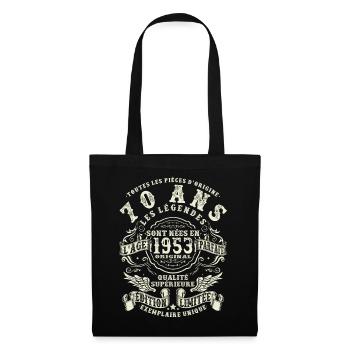 70 ans - anniversaire 1953 - Sac en tissu - noir - Devant