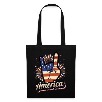 America Hand 4 juillet Amerika USA Rock’n’Roll - Sac en tissu - noir - Devant