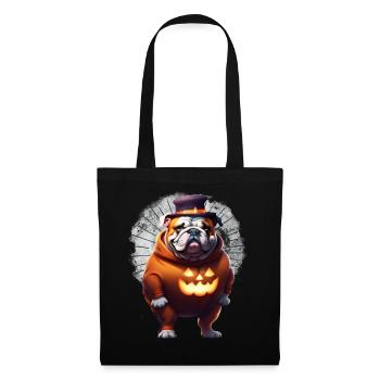 Bulldogge Halloween Hund HUNDE - Stoffbeutel - Schwarz - Vorne