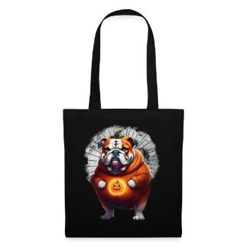 Bulldogge Halloween Hund HUNDE - Stoffbeutel - Schwarz - Vorne