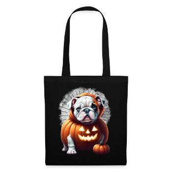 Bulldogge Halloween Hund HUNDE - Stoffbeutel - Schwarz - Vorne