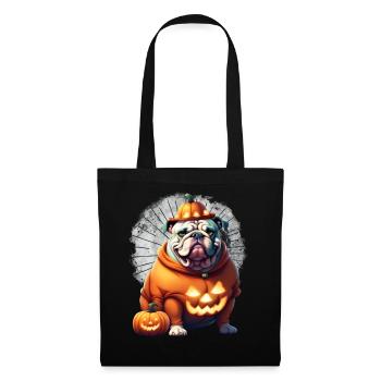 Bulldogge Halloween Hund Hunde - Stoffbeutel - Schwarz - Vorne