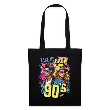 90s 90er Jahre Musik Bunt Party Karneval Kostüm - Stoffbeutel - Schwarz - Vorne