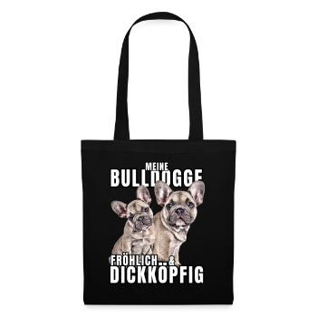 Mon BOULEDOGUE chien joyeux et têtu CHIENS - Sac en tissu - noir - Devant
