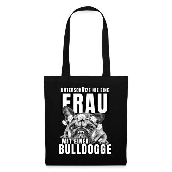 NEVER UNDERESTIMATE A WOMAN with Bulldog Dog DOG - Tote Bag - black - Front