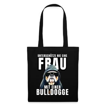 NEVER underestimate a woman with a bulldog dog dog - Tote Bag - black - Front