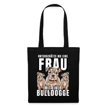 NEVER underestimate a woman with a bulldog dog dog - Tote Bag - black - Front