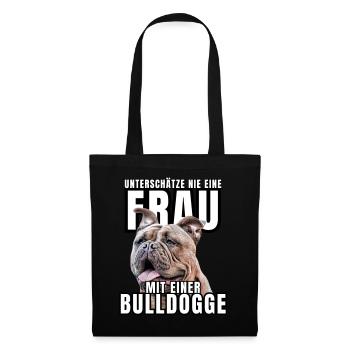 NEVER underestimate a woman with a bulldog dog dog - Tote Bag - black - Front