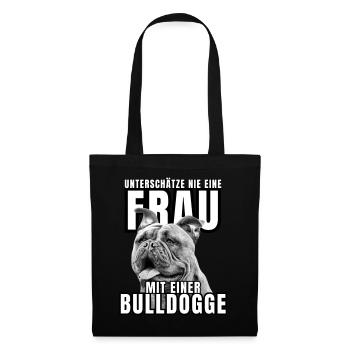 NEVER underestimate a woman with a bulldog dog dog - Tote Bag - black - Front