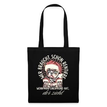 drôle Père Noël Bulldog chiens de Noël - Sac en tissu - noir - Devant