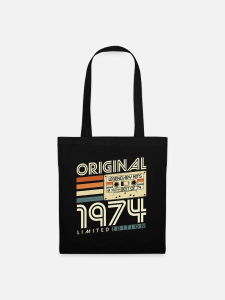 Original 1974 Jahrgang Vintage Retro Geburtstag - Stoffbeutel - Schwarz