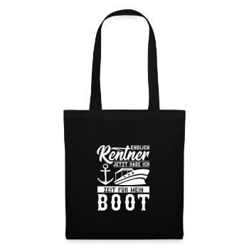 Rentner Boot Hobby Ruhestand Kapitän Geschenk - Stoffbeutel - Schwarz - Vorne