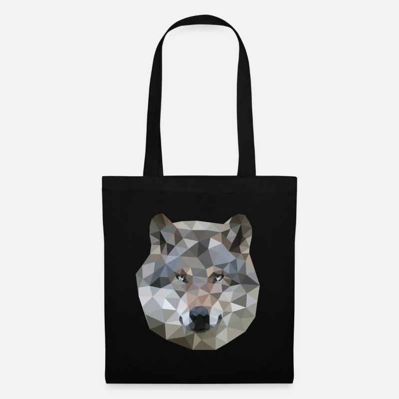 Formes géométriques de polygone de loup - Sac en tissu - noir