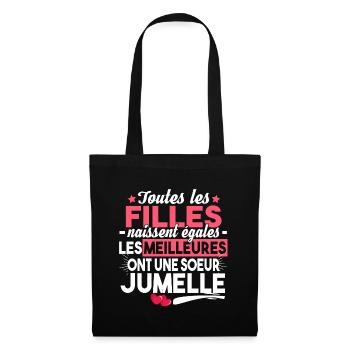 Sœurs Jumelles Licorne Famille Humour Bébé Fille - Sac en tissu - noir - Devant