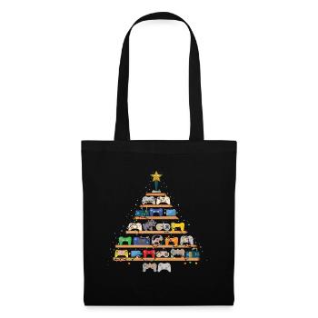 Weihnachten Gaming Controller Tannenbaum bunt - Stoffbeutel - Schwarz - Vorne
