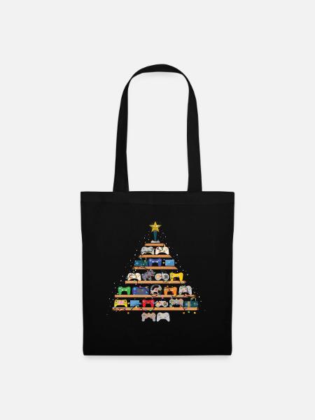 Weihnachten Gaming Controller Tannenbaum bunt - Stoffbeutel - Schwarz