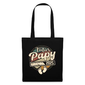 Futur Papy 2025 Cadeau annonce grossesse Homme - Sac en tissu - noir - Devant