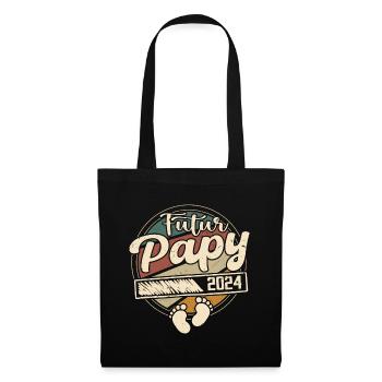 Futur Papy 2024 Cadeau annonce grossesse Homme - Sac en tissu - noir - Devant