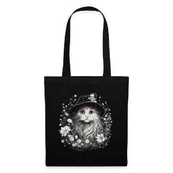 Cat Wizard Cottagecore - Tote Bag - black - Front