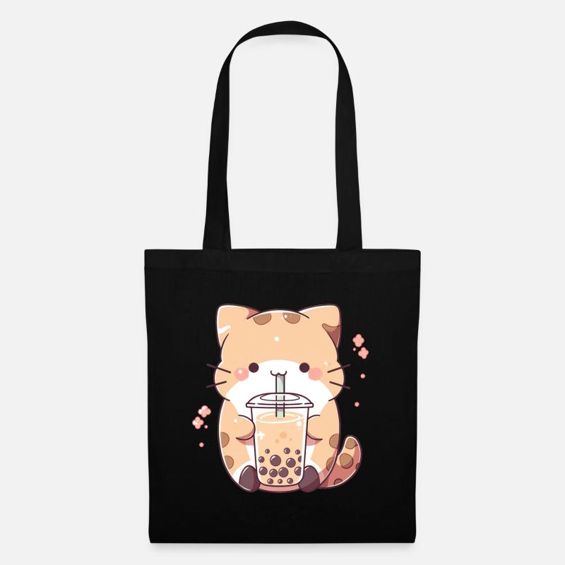 Kawaii Katze Bubble Tea Boba tea - Stoffbeutel - Schwarz
