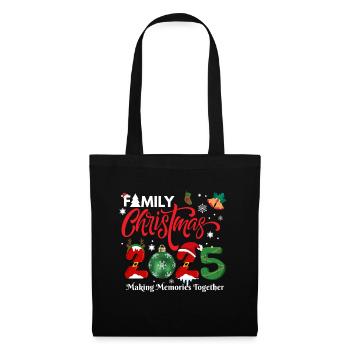 FROHE WEIHNACHTEN, Familienweihnachten 2025 - Stoffbeutel - Schwarz - Vorne