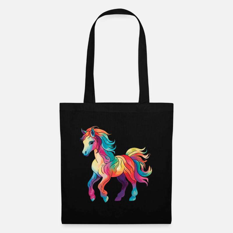 Buntes Pony - Stoffbeutel - Schwarz