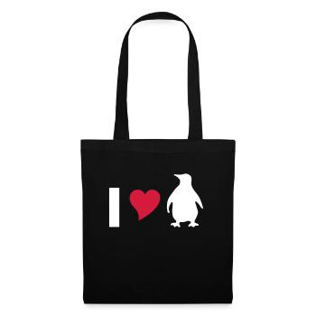 I love Pinguine - Stoffbeutel - Schwarz - Vorne