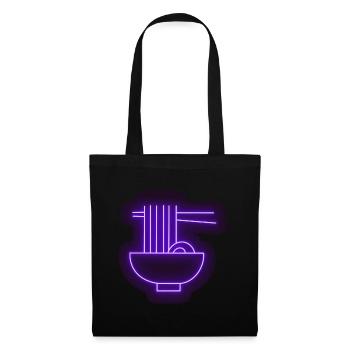 Lila Neon Ramen Aufkleber - Stoffbeutel - Schwarz - Vorne