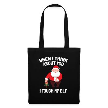Weihnachtsmann I Touch My Elf Funny Weihnachtsgeschenk - Stoffbeutel - Schwarz - Vorne