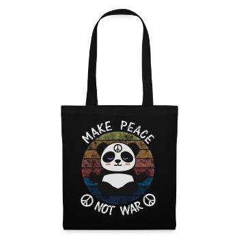 Hippie panda peace not war - Tote Bag - black - Front