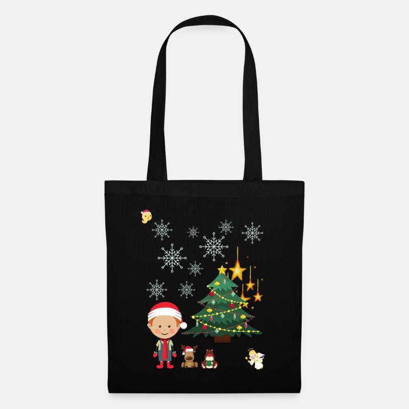 Weihnachten - Kinder - Sterne - Tannenbaum - Engel - Stoffbeutel - Schwarz