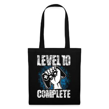 Level 10 Complete Geburtstagsgeschenk 10 Jahre - Stoffbeutel - Schwarz - Vorne