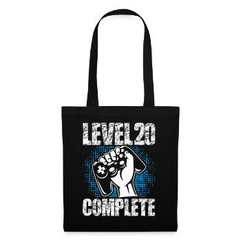 Level 20 Complete Geburtstagsgeschenk 20 Jahre - Stoffbeutel - Schwarz - Vorne