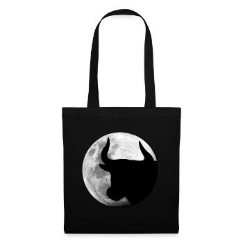 Stier im Vollmond - Stoffbeutel - Schwarz - Vorne