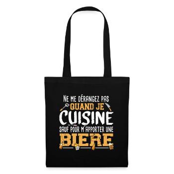 Cuisine Bière Alcool Apéro Cadeau Humour Cuisinier - Sac en tissu - noir - Devant