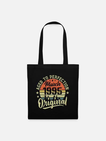 März 1995 Geschenk Geboren März 1995 Retro März 1995 - Stoffbeutel - Schwarz