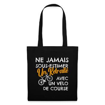Humour Retraité Vélo de Course - Sac en tissu - noir - Devant