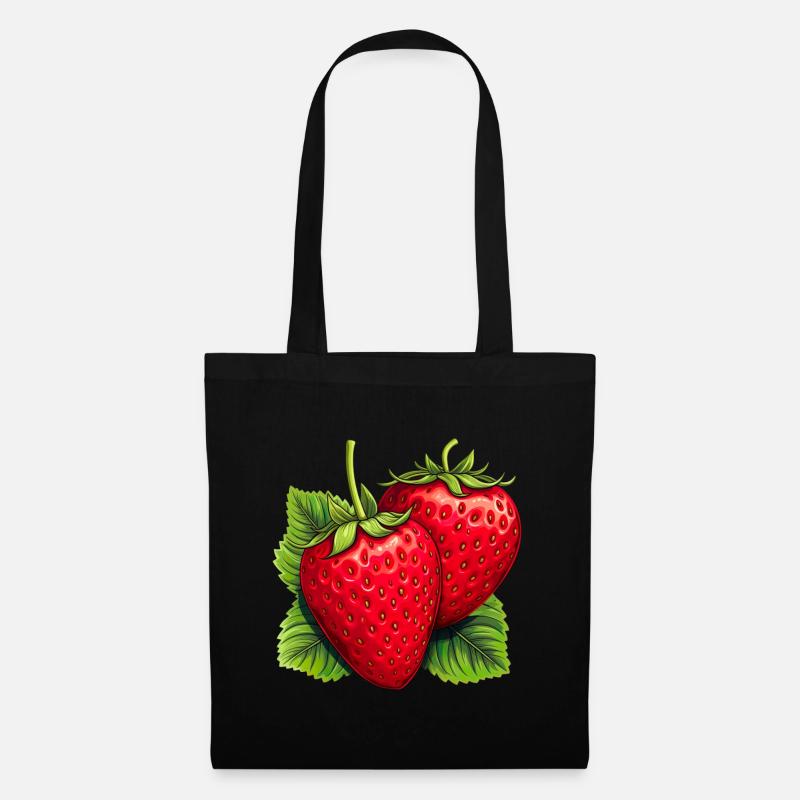 Erdbeere Erdbeeren für einen Erdbeer Liebhaber - Stoffbeutel - Schwarz
