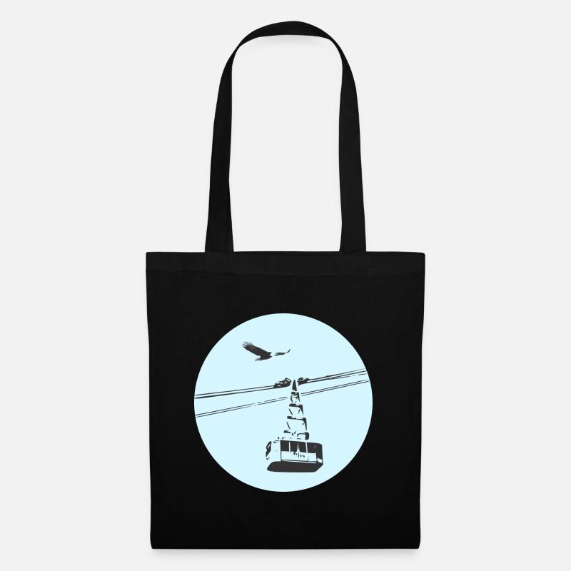 Télécabine / téléphérique avec bleu aigle - Sac en tissu - noir