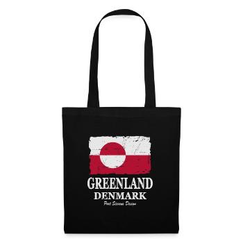 Flag of Greenland - Grönland Flagge - shabby look - Stoffbeutel - Schwarz - Vorne