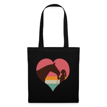 j'aime cheval équitation chevaux femme cavalière - Sac en tissu - noir - Devant